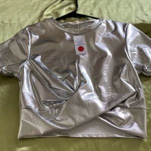 “Why is everything Chrome” short sleeved cropped top